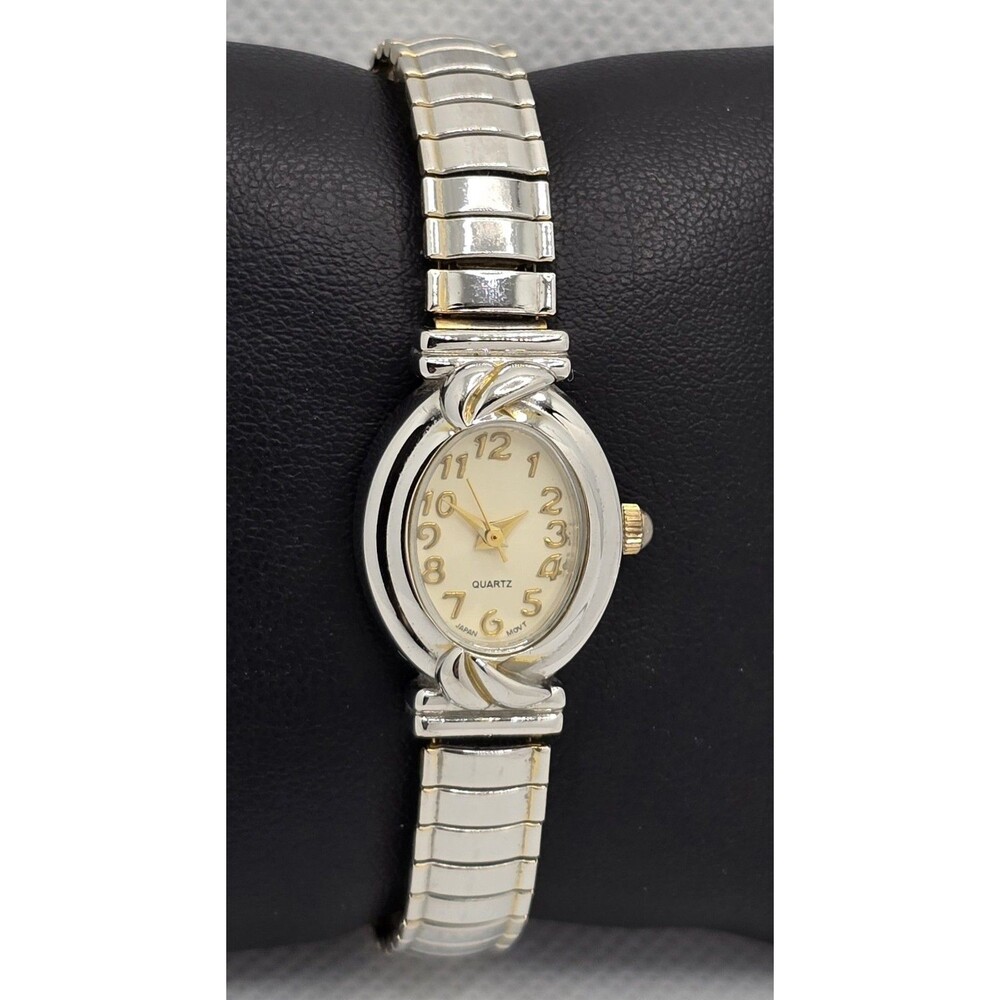 Women's Trendy Oval Petite Face Silver Gold Tone Case Expansion Band Watch 04 - Picture 3 of 8